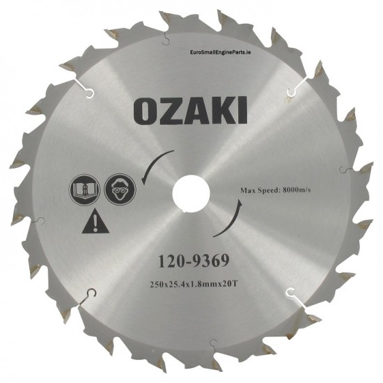 Replacement Brushcutter Blade 250 X 25.4 X 1.8mm Carbide Teeth
