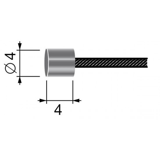 Replacement Flexible Cable - 19 Wires - With One Round End. (2500mm - Ø ext: 1.5mm.)