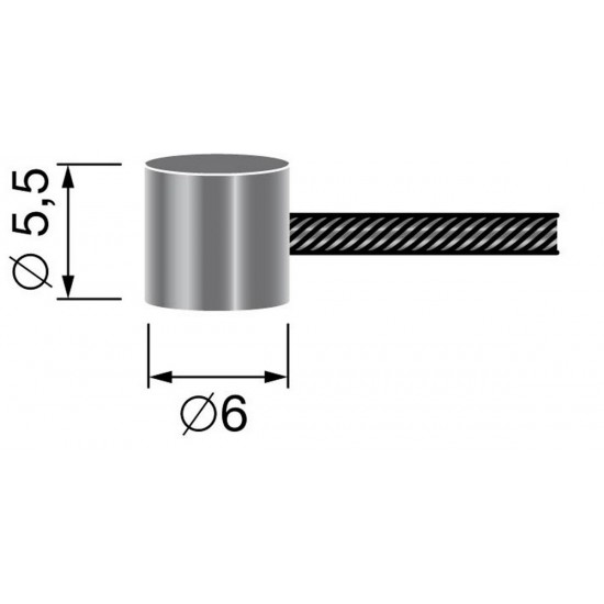 Replacement Flexible Cable - 19 Wires - With One Cylindric End. (2500mm - Ø ext: 1.5mm.)