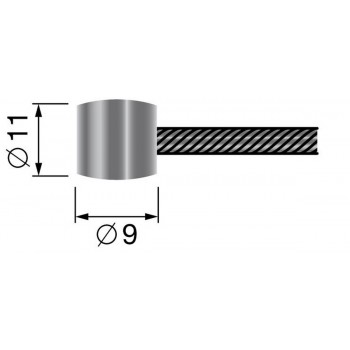 Replacement Flexible Cable - 19 Wires - With One Cylindric End. (2500mm - Ø ext: 2.5mm.) Replacement Flexible Cable - 19 Wires - With One Cylindric End. (2500mm - Ø ext: 2.5mm.)