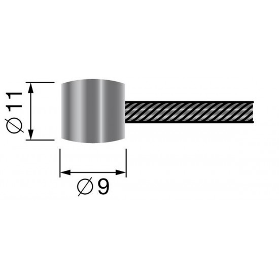 Replacement Flexible Cable - 19 Wires - With One Cylindric End. (2500mm - Ø ext: 2.5mm.)