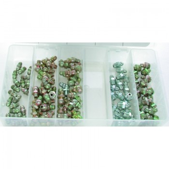 Assortment of Straight and Angled Nipples With Metric Thread (100pcs) Assortment of Straight and Angled Nipples With Metric Thread (100pcs)