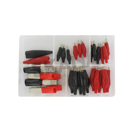 Selection Box of - 22 Alligator Clips. - 6 Charging Clamps